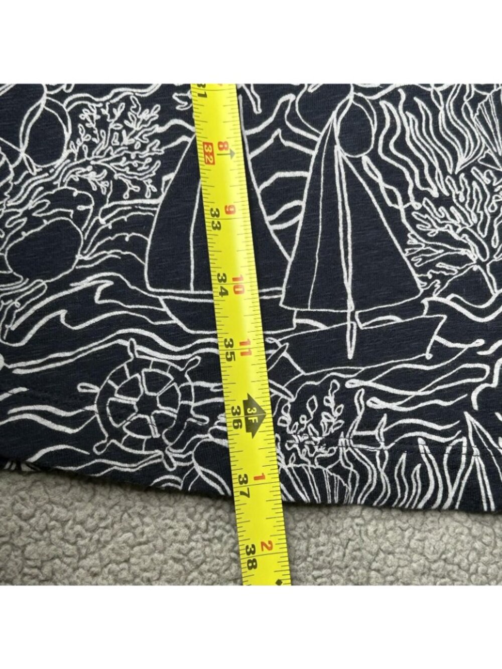 J Jill Dress Womens Large Blue Sailboat Print Sleeveless V Neck Tank Shift Knit - Picture 12 of 12